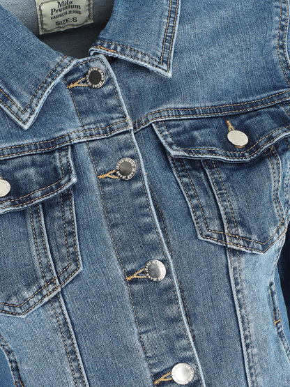 Veste en jean coupe droite - Bleu - 3