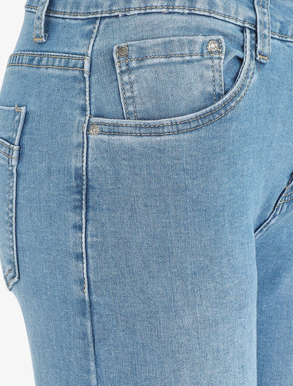 Jean grande taille droit à taille standard - Bleu clair - 3