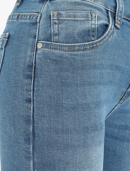 Jean skinny délavé taille haute - Bleu - 3