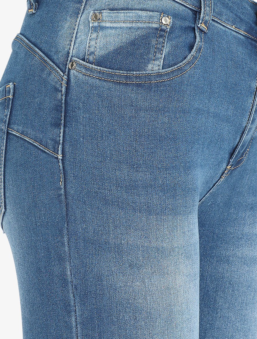 Jean push up à bords effilochés coupe skinny - Bleu - 3