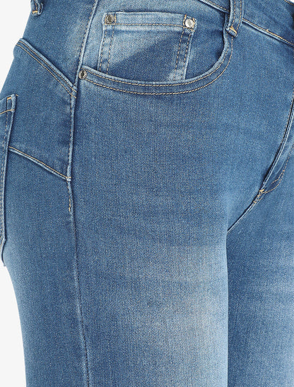 Jean push up à bords effilochés coupe skinny - Bleu - 3