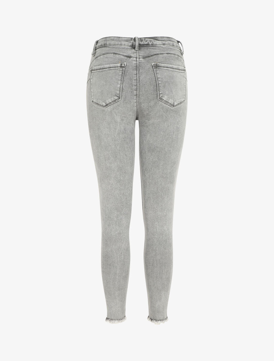 Jean push à bords effilochés coupe skinny - Gris - 2