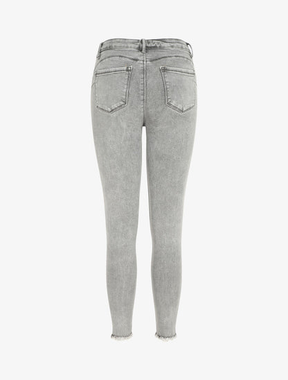 Jean push à bords effilochés coupe skinny - Gris - 2