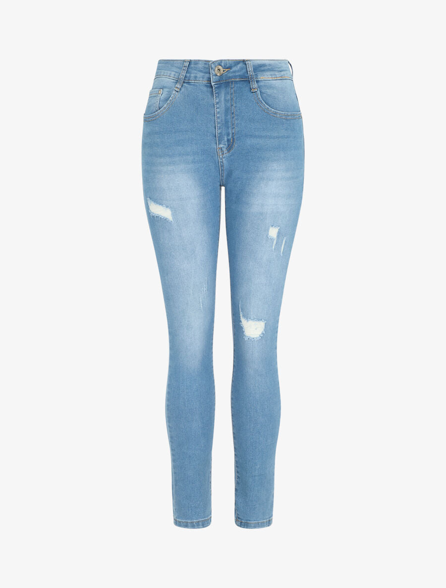 Jean déchiré coupe skinny - Bleu - 1