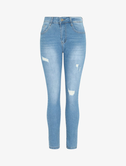 Jean déchiré coupe skinny - Bleu - 1