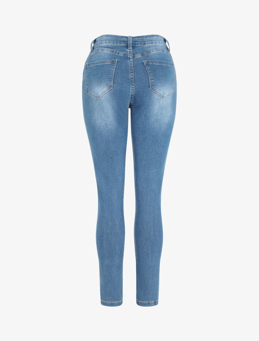 Jean grande taille push up coupe droite - Bleu - 2
