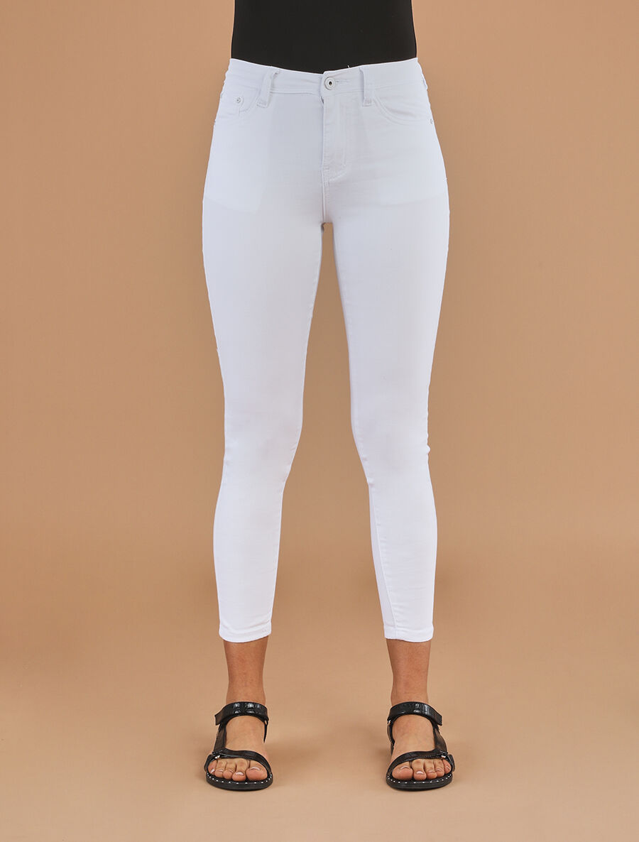 Jean skinny uni push up taille standard - Blanc - 4