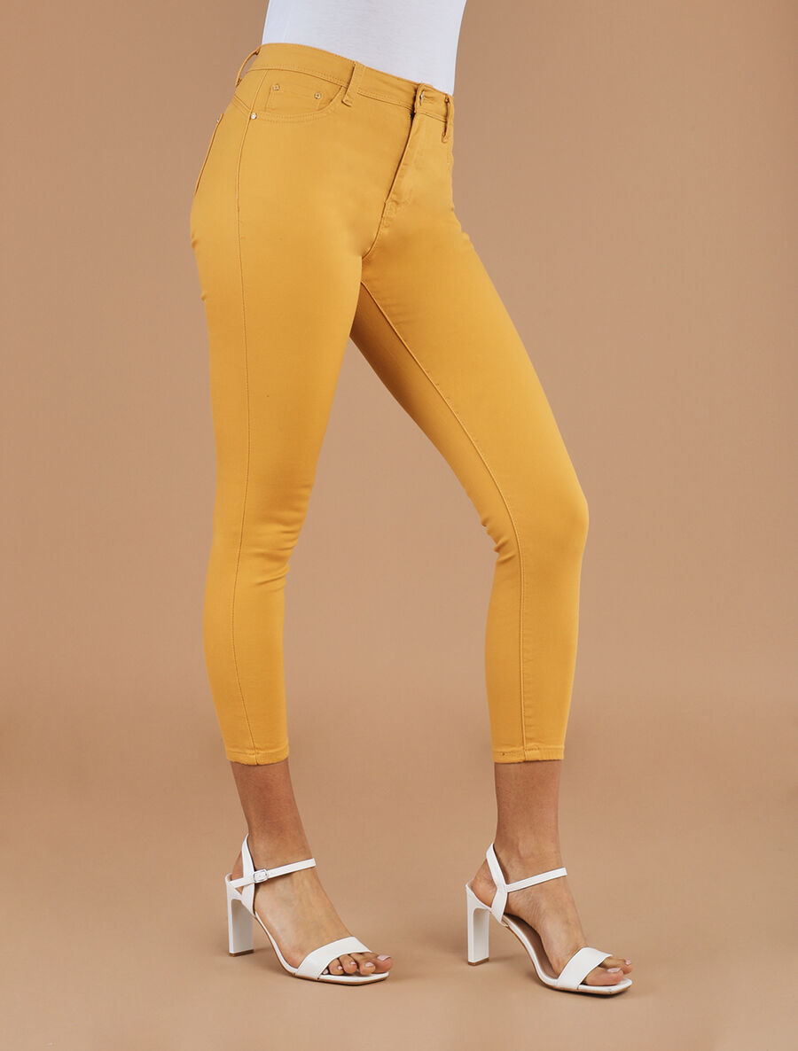 Jean skinny uni push up taille standard - Moutarde - 4
