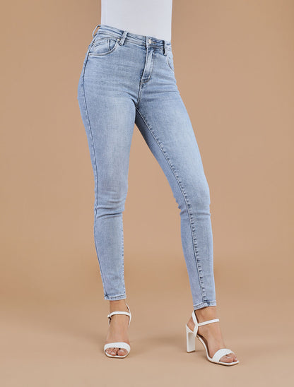 Jean skinny push up taille standard - Bleu clair - 4