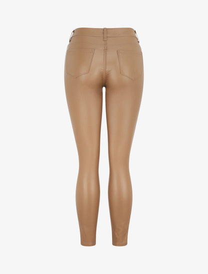 Pantalon en simili coupe skinny - Camel - 2