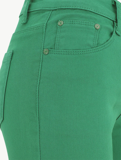 Jean taille haute coupe slim - Vert - 3