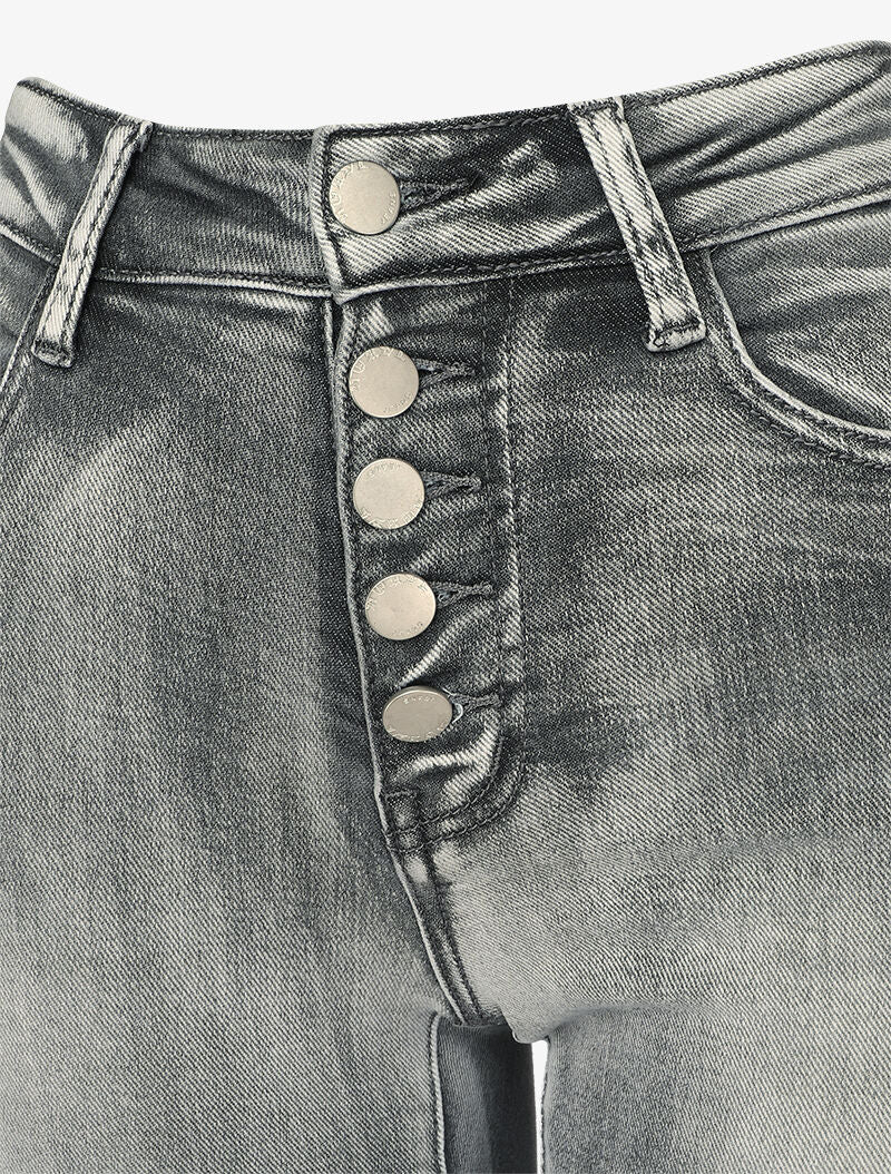 Jeans skinny délavé à fermeture boutonnée - Gris clair - 3