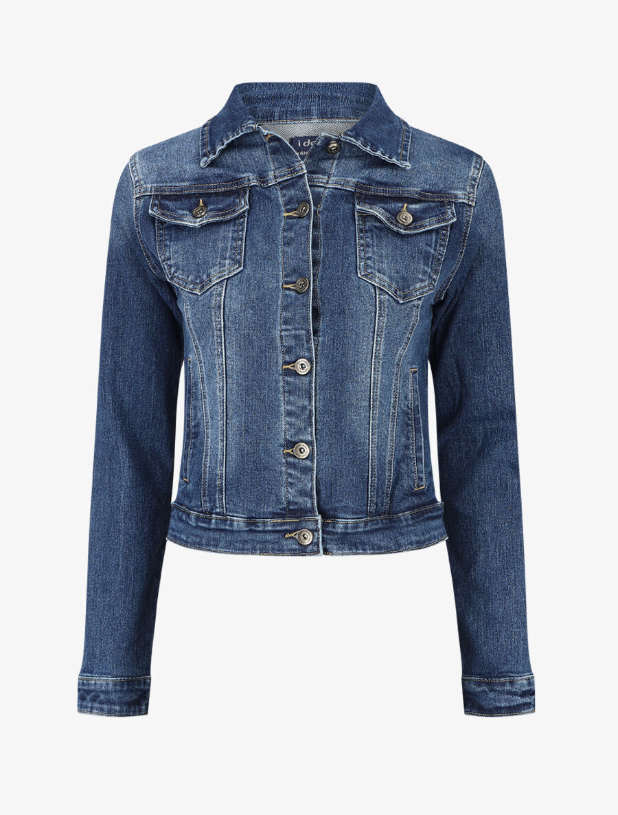 Veste en jean droite - Bleu - 5