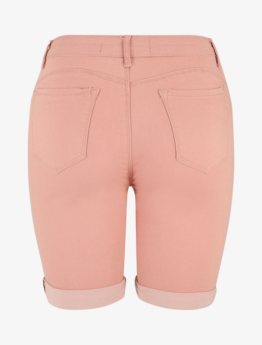 Bermuda push up uni coupe droite - Rose - 2