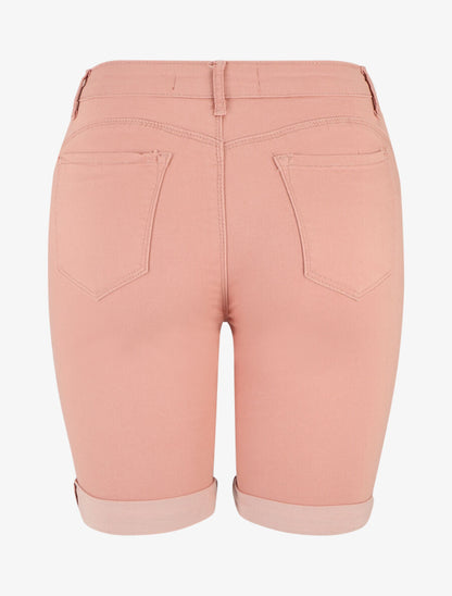 Bermuda push up uni coupe droite - Rose - 2