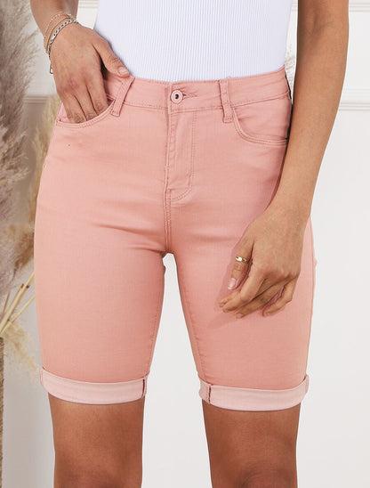 Bermuda push up uni coupe droite - Rose - 4