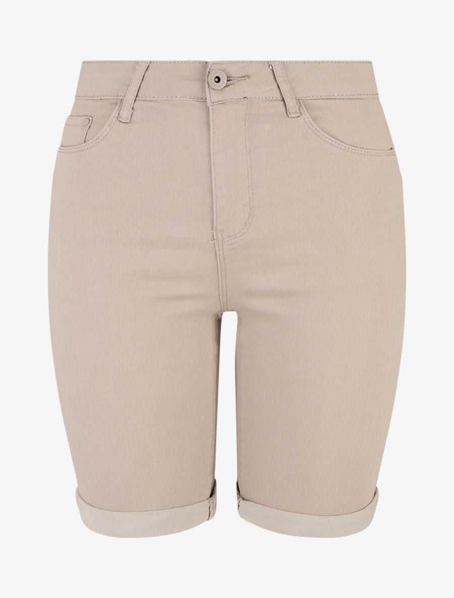 Bermuda push up uni coupe droite - Beige - 5