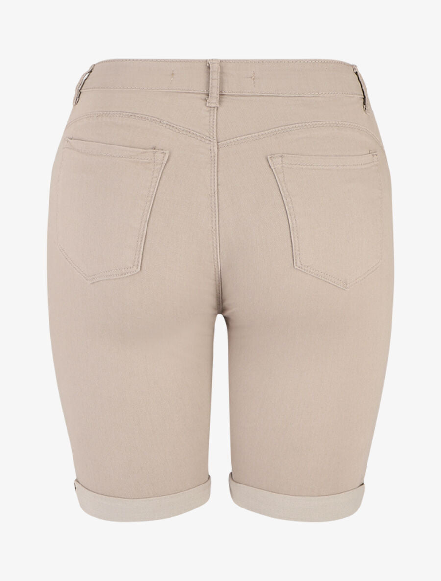 Bermuda push up uni coupe droite - Beige - 2