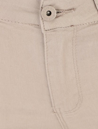 Bermuda push up uni coupe droite - Beige - 3