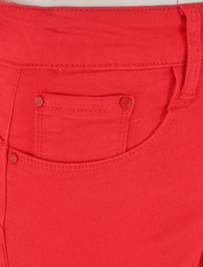 Jean uni coupe slim - Rouge - 3