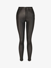 Pantalon uni en simili - Noir - 1