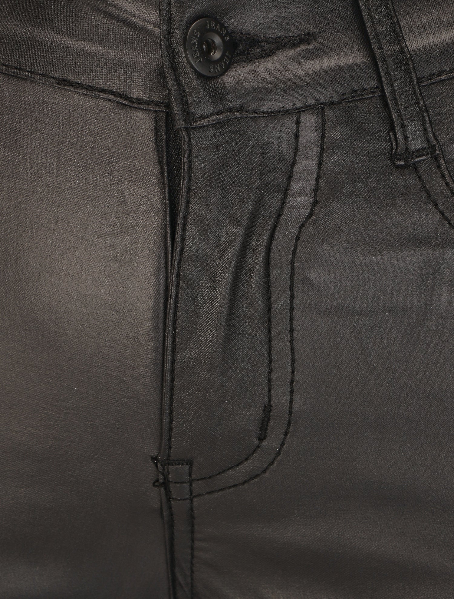 Pantalon uni en simili - Noir - 3