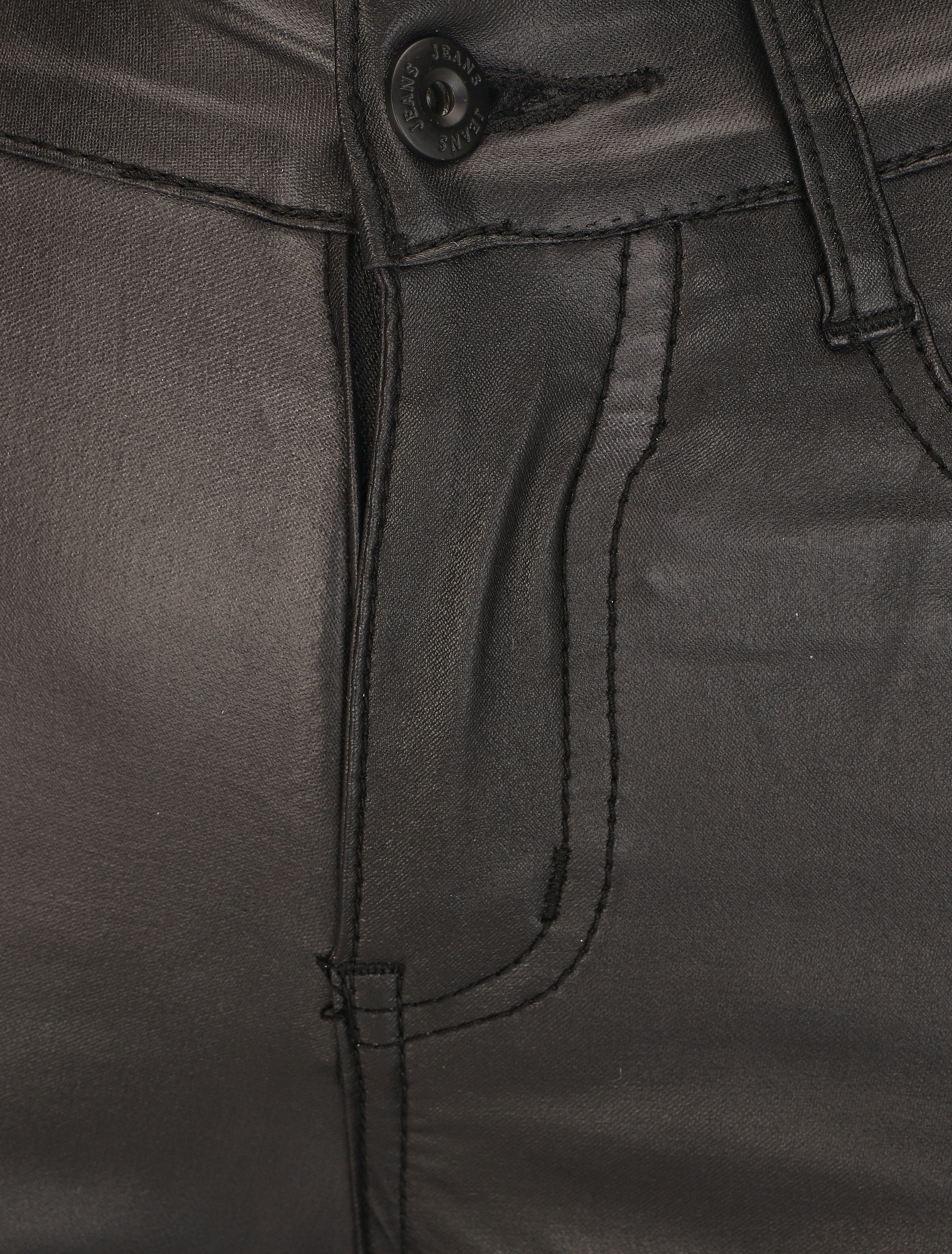 Pantalon uni en simili - Noir - 3