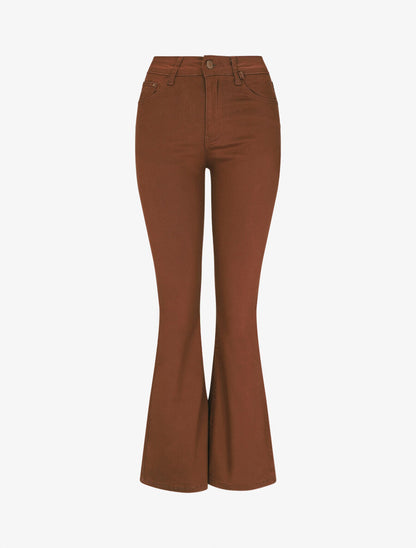 Jean uni taille standard coupe flare - Marron - 1