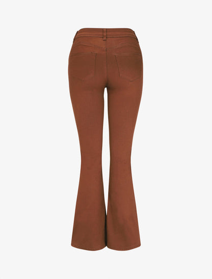 Jean uni taille standard coupe flare - Marron - 2