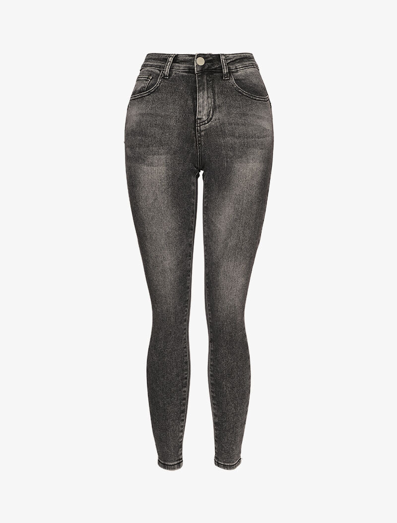 Jean skinny délavé à coutures contrastantes à l&