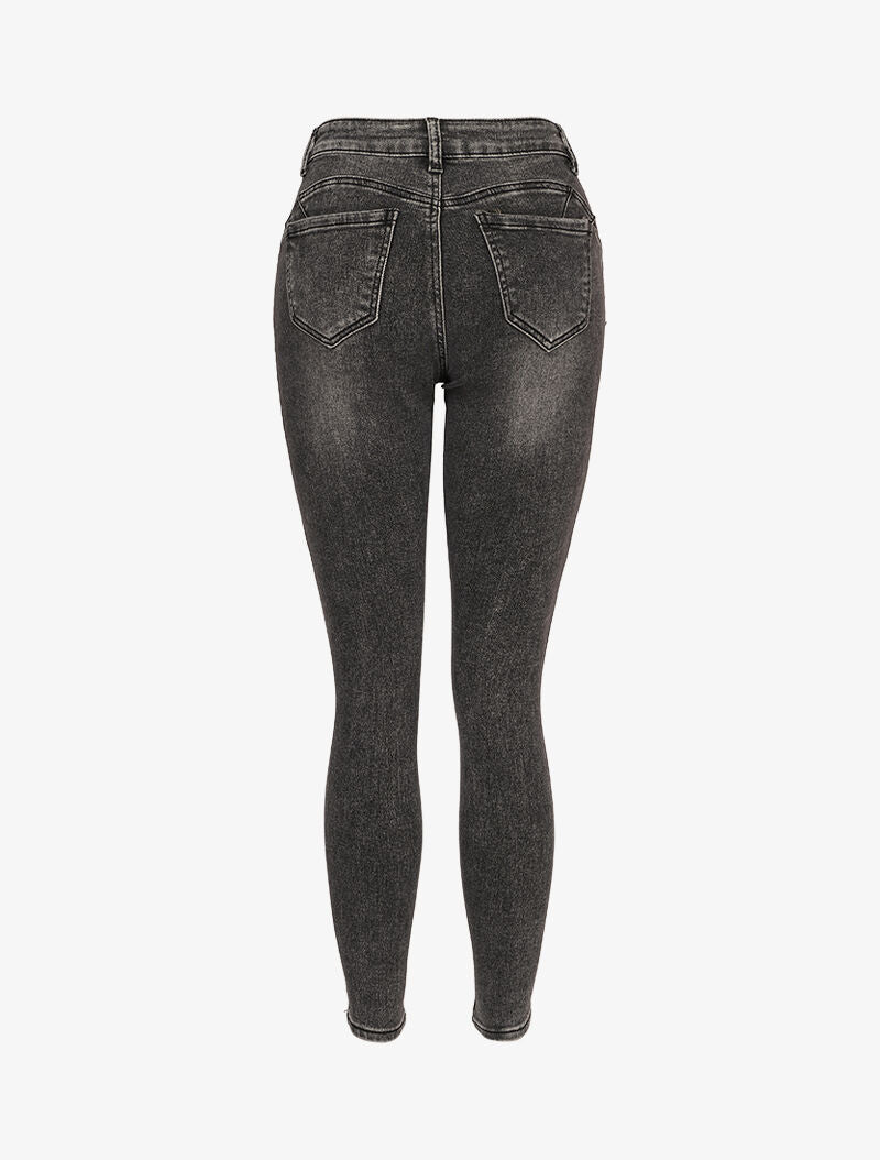 Jean skinny délavé à coutures contrastantes à l&