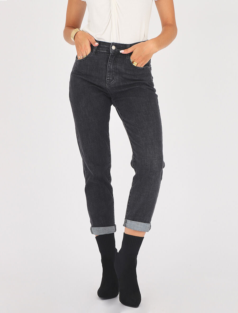 Jean mom taille haute - Anthracite - 7