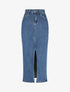 Jupe longue en jean coupe droite - Bleu - 1
