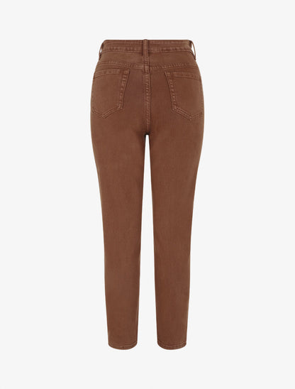Jean uni taille haute - Marron - 2