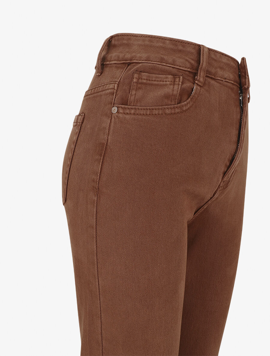 Jean uni taille haute - Marron - 3