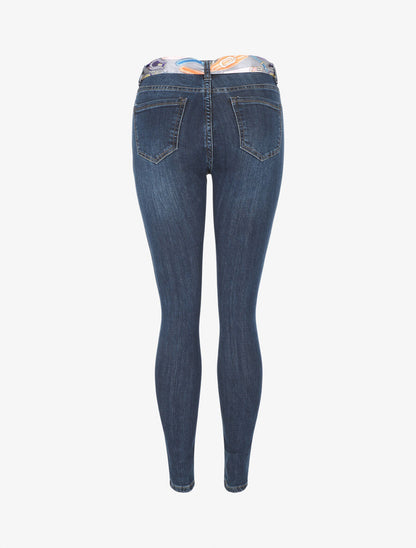 Jean avec ceinture imprimé original coupe slim - Bleu - 2