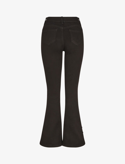 Jean flare uni à boutons décoratifs - Noir - 2