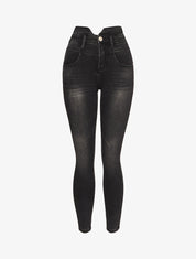 Jean taille empire fendue - Noir - 1