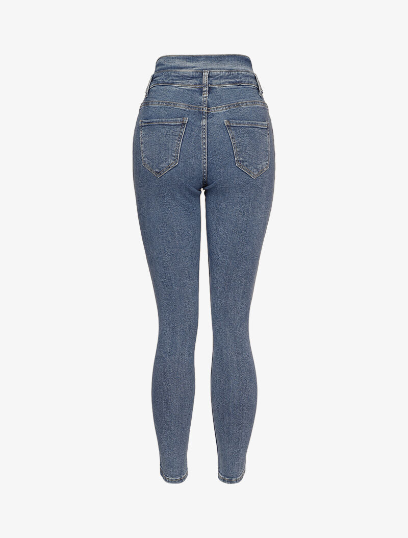 Jean taille empire fendue et 2 boutons - Bleu - 2