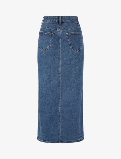 Jupe longue en jean coupe droite - Bleu denim - 2