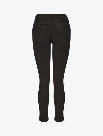 Jean taille haute effet froissé coupe slim - Noir - 2