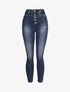 Jean paper bag à taille empire froncée - Bleu denim - 1