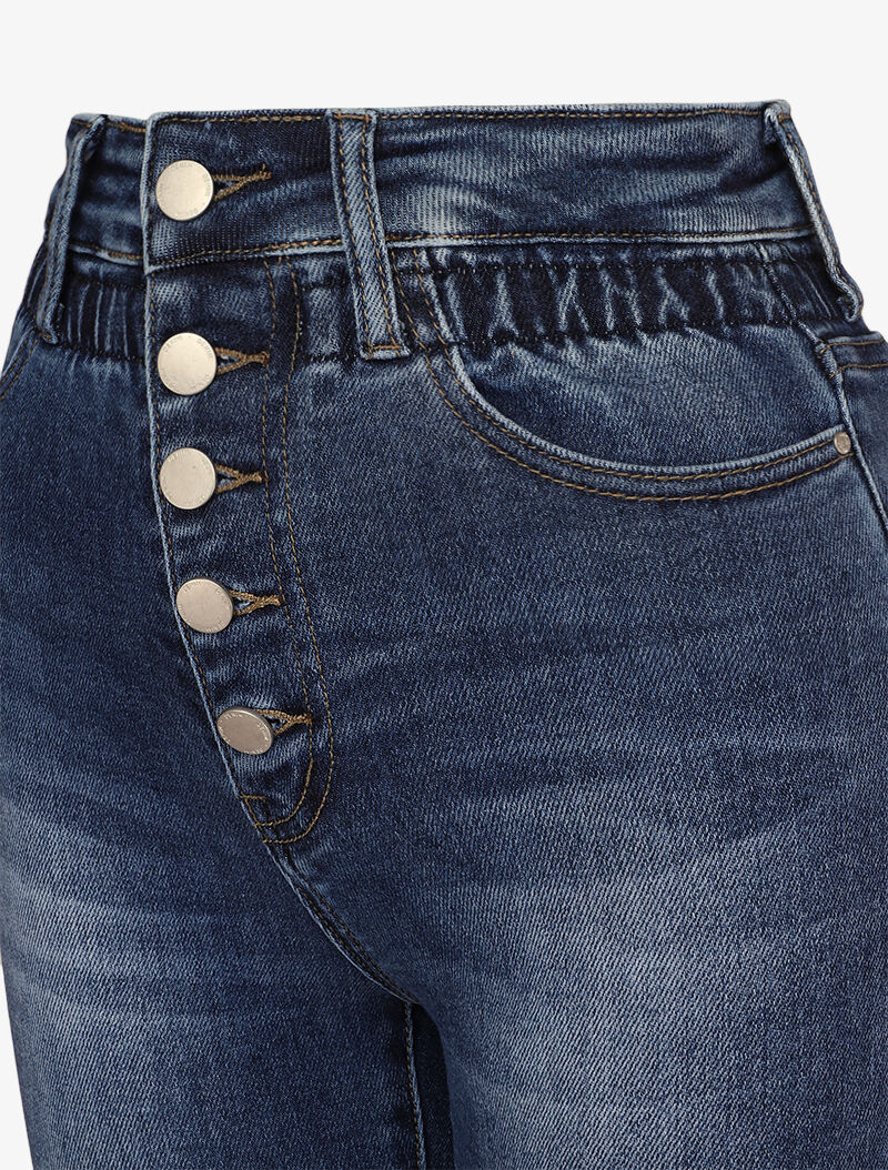 Jean paper bag à taille empire froncée - Bleu denim - 3