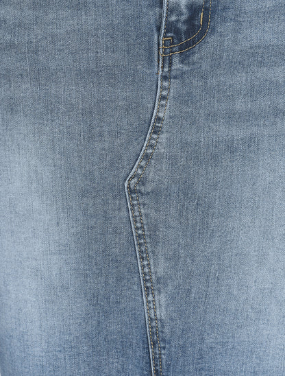 Jupe longue en jean fendue - Bleu - 3