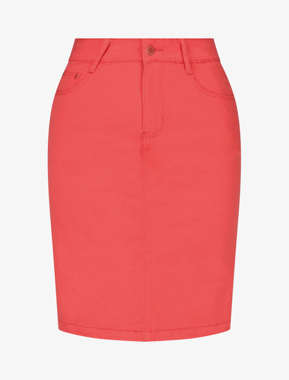 Jupe unie droite classique - Corail - 1