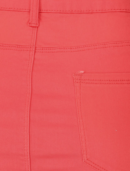 Jupe unie droite classique - Corail - 3
