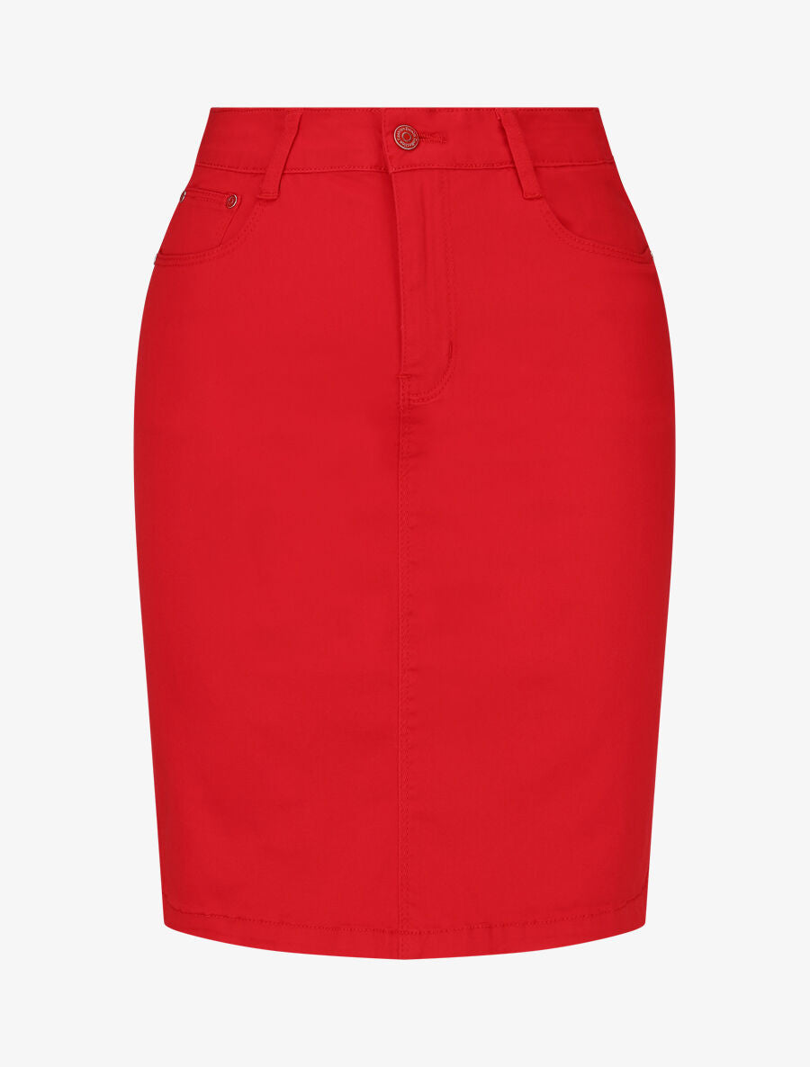 Jupe unie droite classique - Rouge - 1