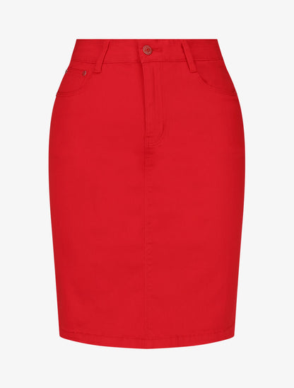 Jupe unie droite classique - Rouge - 1