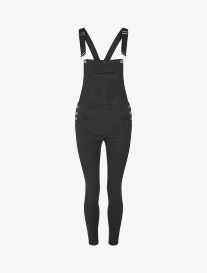 Salopette taille basse coupe skinny - Noir - 1