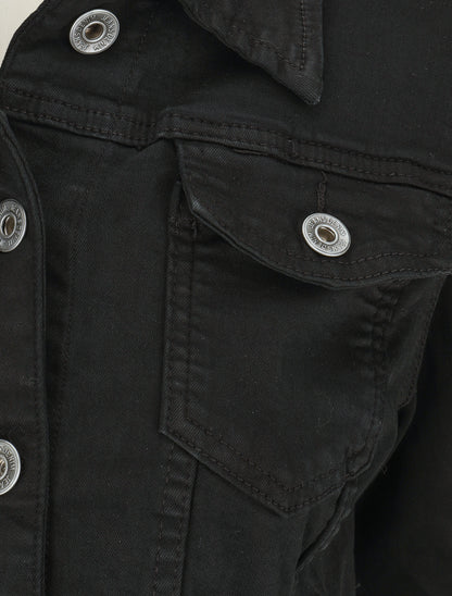 Veste unie coupe droite - Noir - 3